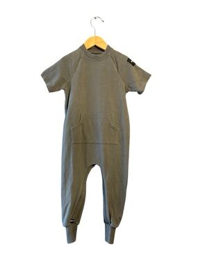 Kids Short-Sleeve Romper in Olive Green